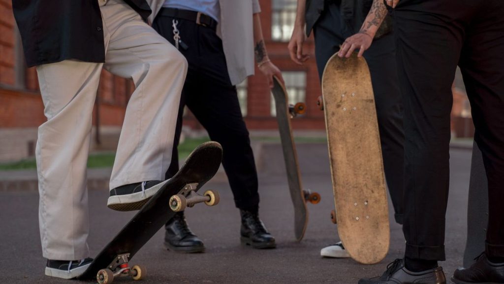 Group of teenagers with skateboards