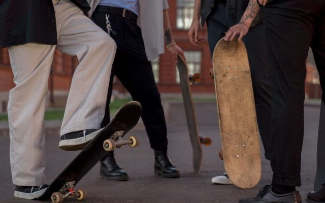 Group of teenagers with skateboards
