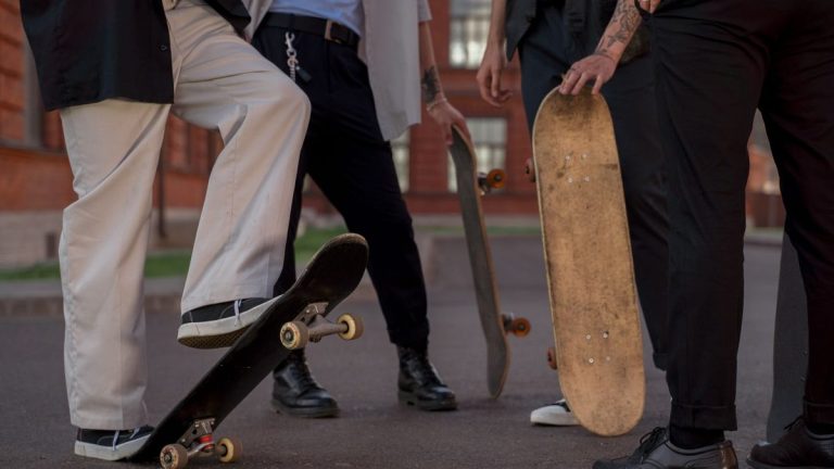Group of teenagers with skateboards