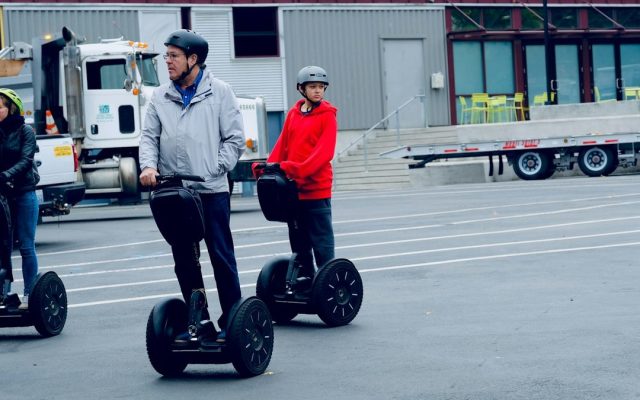 Man riding a self-balancing board