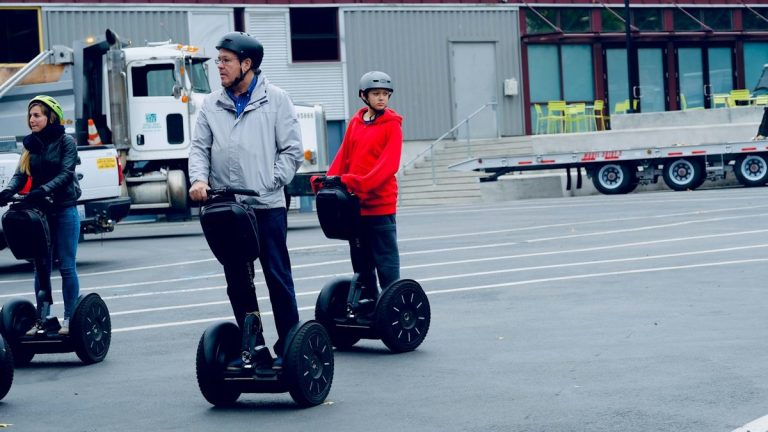 Man riding a self-balancing board