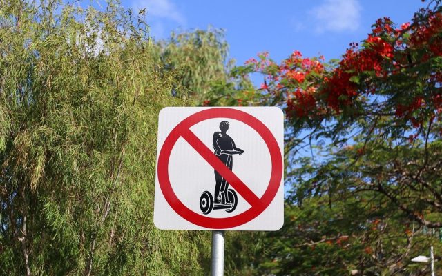 No-riding sign for self-balancing scooters