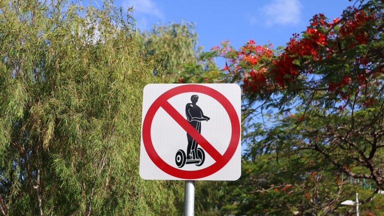 No-riding sign for self-balancing scooters