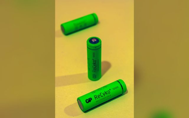 Rechargeable batteries on a yellow background