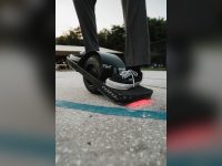 Rider on an electric skateboard