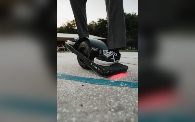 Rider on an electric skateboard