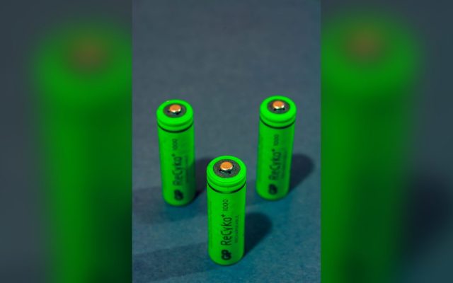 Three green rechargeable batteries
