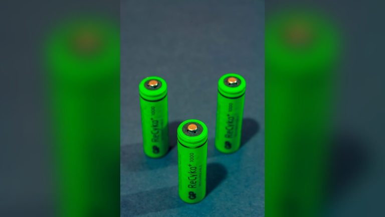 Three green rechargeable batteries