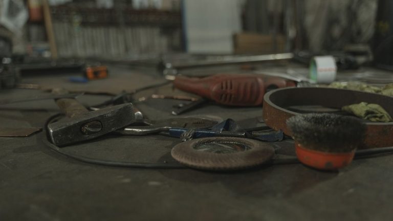 Tools scattered on a workbench