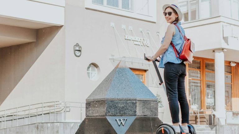 Woman on a self-balancing board