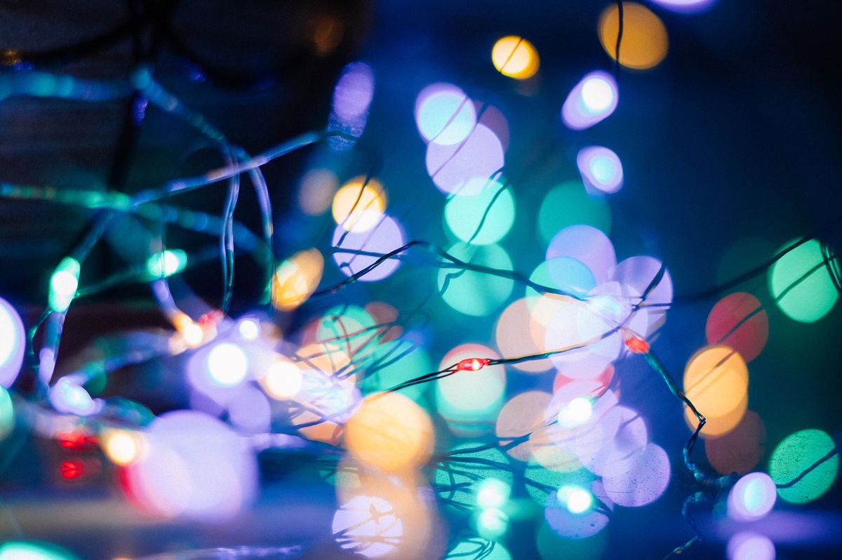 A mesmerizing close-up of colorful bokeh from illuminated string lights