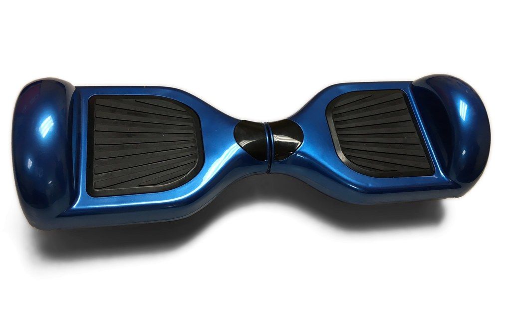 Blue two-wheel hoverboard on a white background