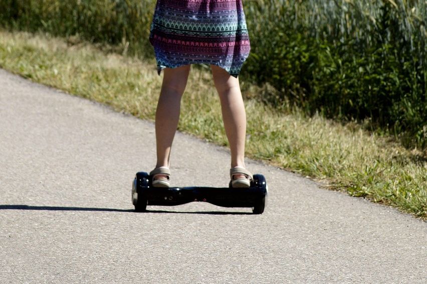 Rider on a two-wheel hoverboard